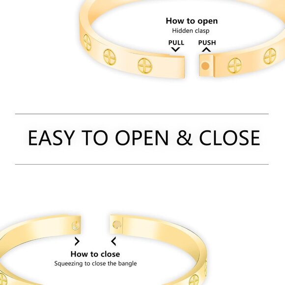 18K Gold Plated Titanium Steel Twin Friendship Bracelets for Women, Adjustable C - Picture 3 of 6